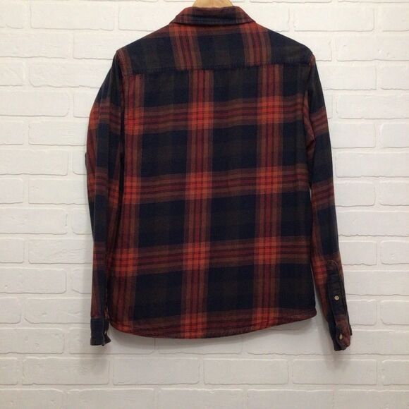 10TREE flannel plaid button down shirt medium red black - Picture 4 of 12